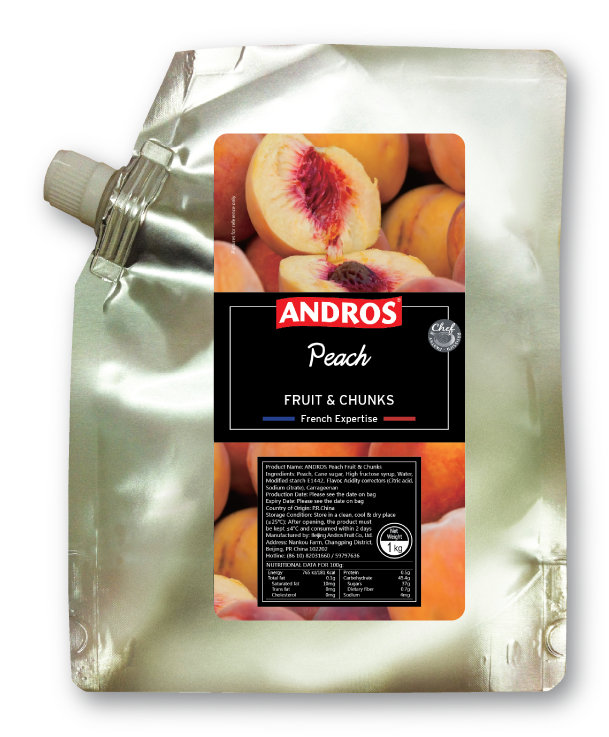 F122548 - Andros Peach Fruit & Chunks Doypack 1kg