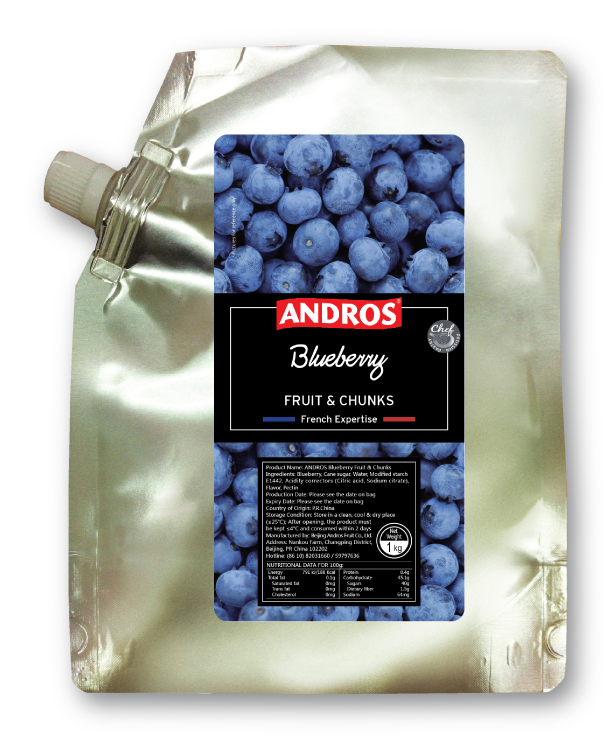 F122550 - Andros Blueberry Fruit & Chunks Doypack 1 kg