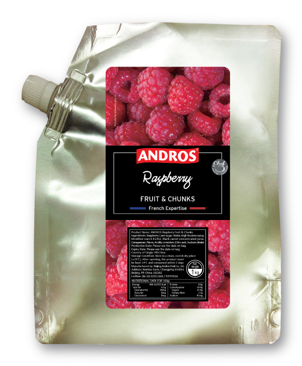 F122552 - Andros Raspberry Fruit & Chunks Doypack 1kg